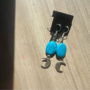 Turquoise Cresent Moon - Moonlit Turquoise Dreams Dangle Celestial Earri…